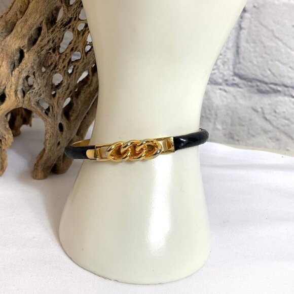 Manelli Florence 24K Gold Plated Leather Bangle Bracelet - Picture 2 of 7